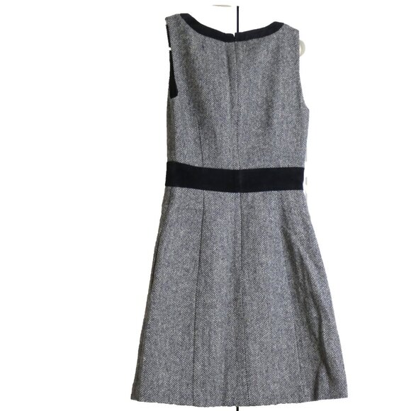 Jack Wills 100% Wool Dress US Size 4 Herringbone Black & White British Modest - Picture 3 of 11